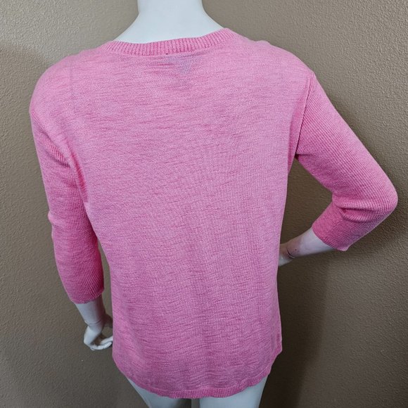 TALBOTS Marled Pink V-neck Cotton Pullover Sweater~Size XS - Picture 5 of 9